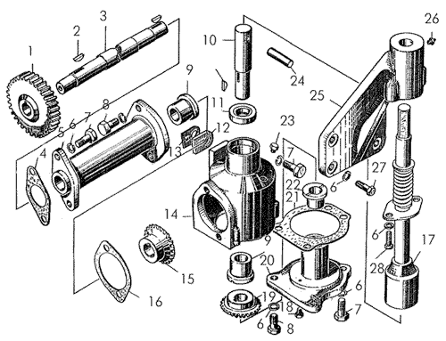 Механизм ручного вращения коленчатого вала пускового двигателя Т-170